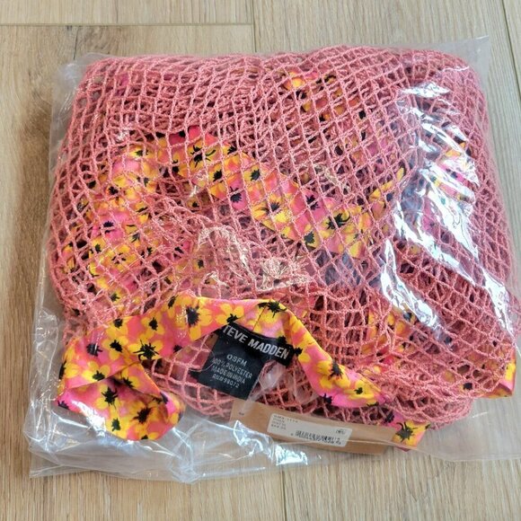 NWT Steve Madden Boho Woven Fishnet Swim Coverup Wrap Shawl Cardigan - Picture 5 of 5